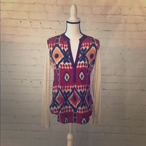 Abstract Long Sleeve Tiny Anthropologie V Neck